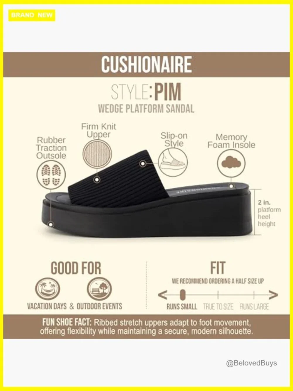 Platform Sandals with Memory Foam Knit Upper Chunky Wedge Heel Summer Shoes